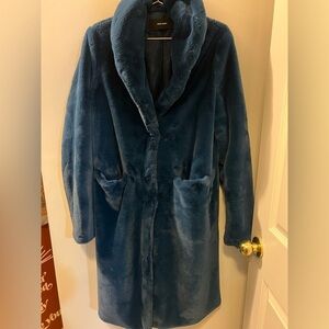 Vero Moda Blue Faux Fur Coat